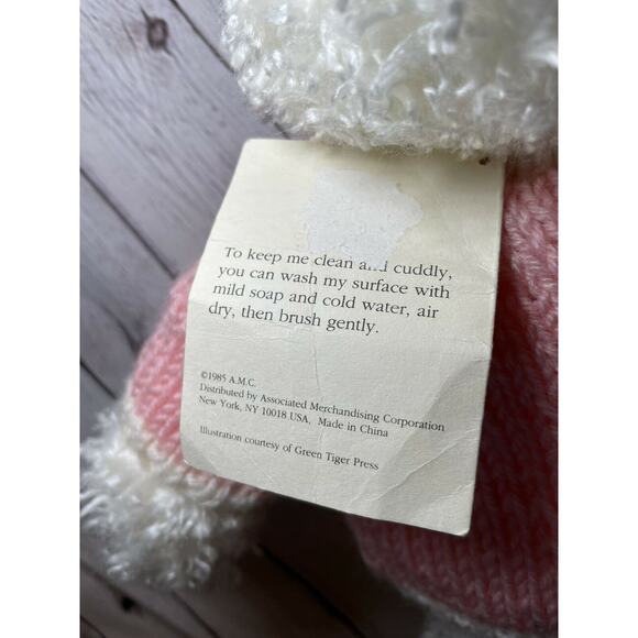 1985 AMC Best Friends White Rabbit 15" Plush w/ Pink Sweater Easter Egg with Tag - Picture 5 of 6